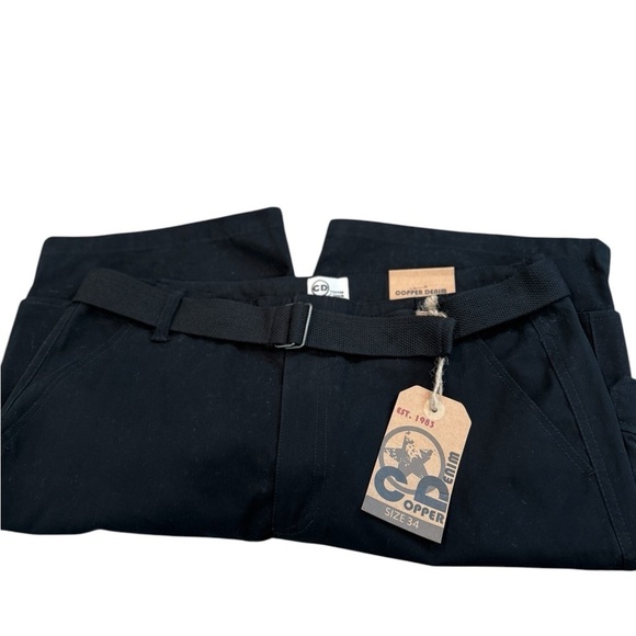 Copper Denim Cargo Men’s Belted Black Shorts Size 34 Casual leisure relaxed NWT - Picture 6 of 7